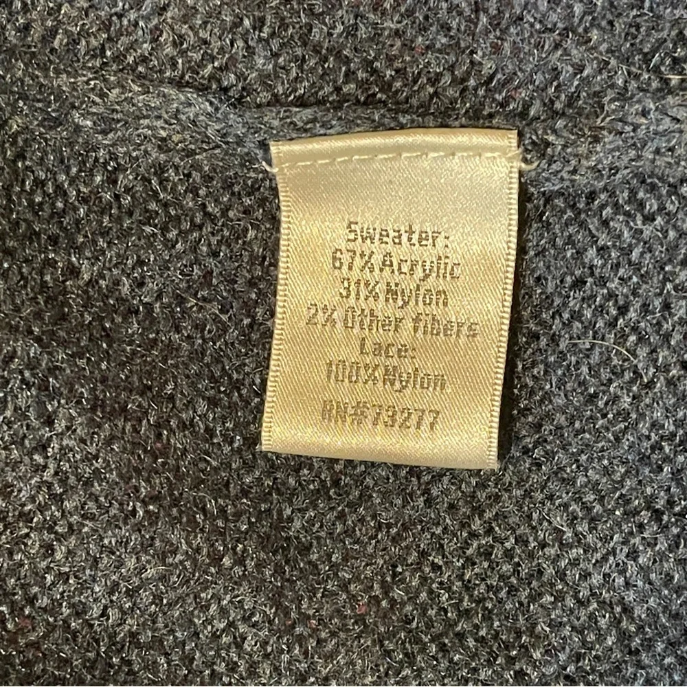 Lauren Conrad Blue Longline Cardigan Sweater Lace Trim Metallic Preppy Office XS - Picture 11 of 12